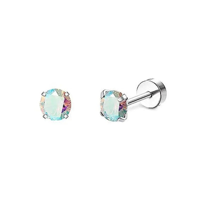 Stainless Steel Heart Moon Ear Studs Screw Back Cartilage - Smarsty