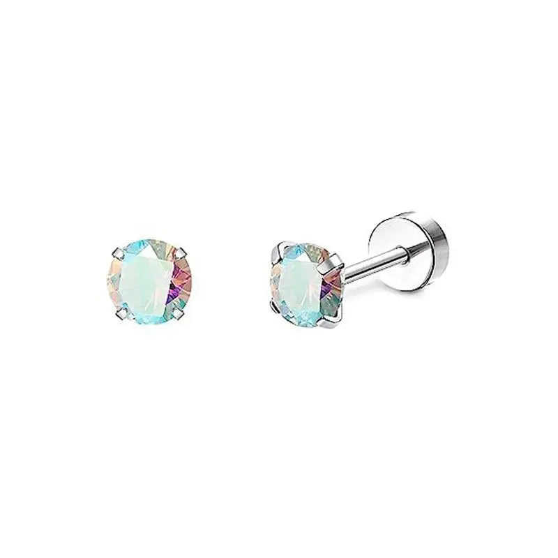 Stainless Steel Heart Moon Ear Studs Screw Back Cartilage - Smarsty