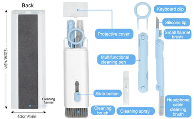 7-in-1 Computer Keyboard Cleaner Brush Kit Earphone Cleaning Pen For Headset Keyboard Cleaning Tools Cleaner Keycap Puller Kit - Smarsty