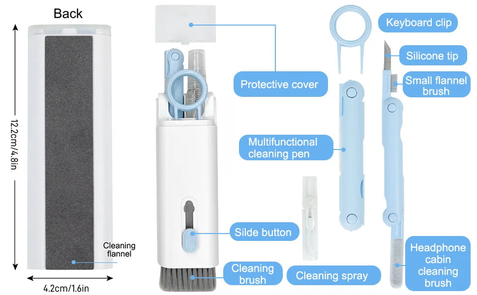 7-in-1 Computer Keyboard Cleaner Brush Kit Earphone Cleaning Pen For Headset Keyboard Cleaning Tools Cleaner Keycap Puller Kit - Smarsty