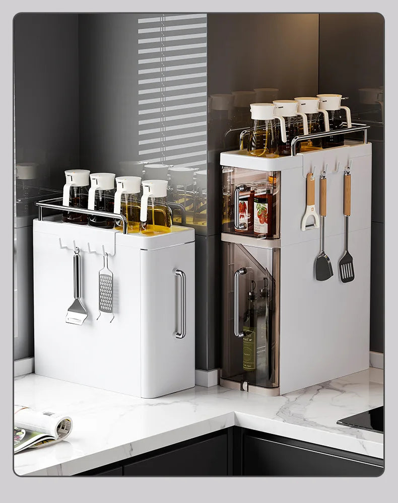 2/3 Layer Kitchen Spice Shelves Pull-Out Spice Organizer Shelf Household Multi-Functional Oil Salt Sauce and Vinegar Storage