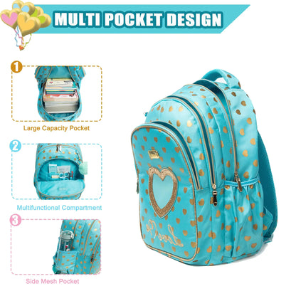 Girls School Backpack With Lunch Bag And Pencil Case - Smarsty