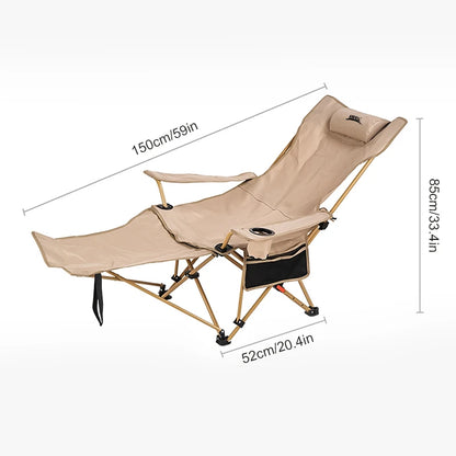 WESTTUNE 2-in-1 Reclining Camping Chair Lightweight Folding Camping Lounge Chair with Adjustable Backrest & Footrest for Beach