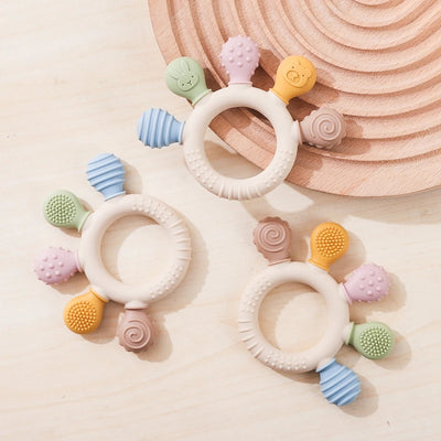 1pc Silicone Teether Baby 0 12 Months Teething Toys Teether Ring Silicone Baby Teether Toys for Toddler BPA Free Baby Toys Gifts by Smarsty