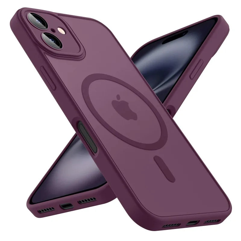 Luxury Frosted Phone Case For iPhone 16 15 14 13 12 11 Pro Max Plus 17 Air For Magsafe Matte Transparent Magnetic Cover - Smarsty