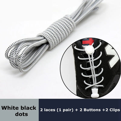 1 Pair round Elastic Shoelaces No-Tie Stretching Locking Lazy Laces for Various Shoe Accessories Suitable for All Sizes - Smarsty