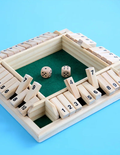 Wooden Dice Board Game Shut The Box for 4 Players Flaps & Dices Game Parent-children Interaction Family Entertainment by Smarsty