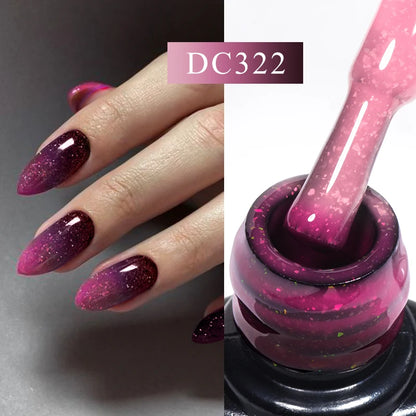 Auroras Thermal Rubber Base Gel Nail Polish Long Lasting Glitter - Smarsty