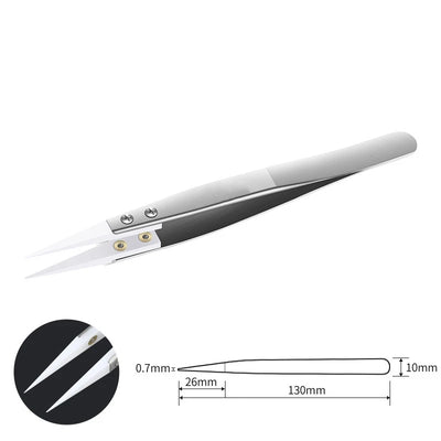Ceramic Tipped Stainless Steel Tweezers Tips Heat Pointed Resistant Tweezer Electronic Soldering Tweezers Fine Pointed Tip - Smarsty