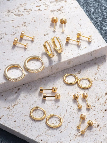 Small Gold Hoop Earrings Set 18K Plated Hypoallergenic - Smarsty