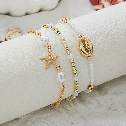 3Pcs Summer Shell Bracelet Set with Starfish Charm - Smarsty