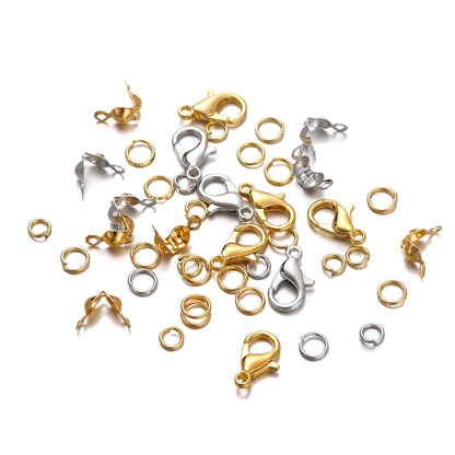Bulk Jewelry Findings Kit 400Pcs Lobster Clasps Beads - Smarsty