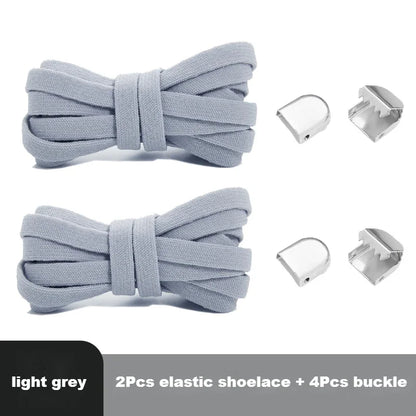 Flat Elastic Shoe Laces Sneakers No Tie Shoelaces for Shoes Tennis Quick Shoelace Clips Without Ties Shoe Accessories Kids Adult - Smarsty