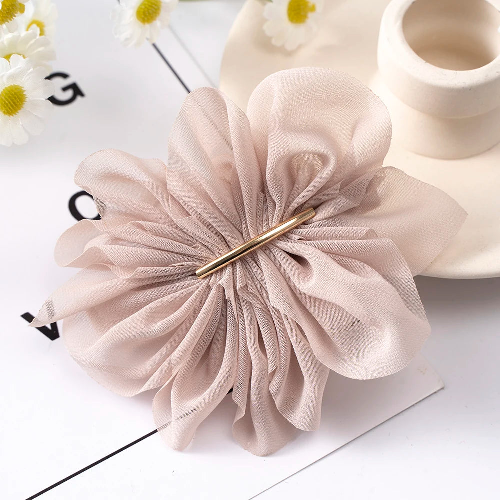 Big Spring Hair Claw Clips with Chiffon Flowers - Smarsty