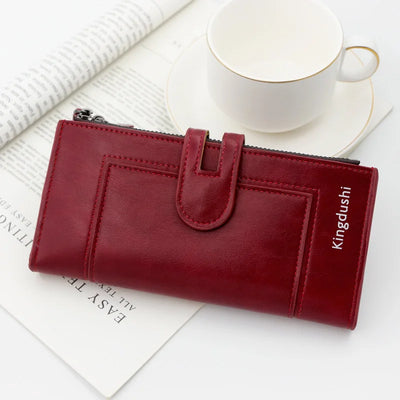 Fashionable New Women's Long Wallet, European and American Fashion Phone Bag, PU Leather Multi Card Carrying Bag - Smarsty
