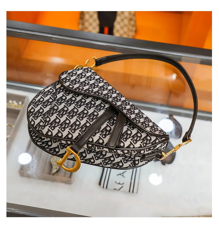 Studded Embroidered Shoulder Crossbody Bag Saddle Handbag - Smarsty