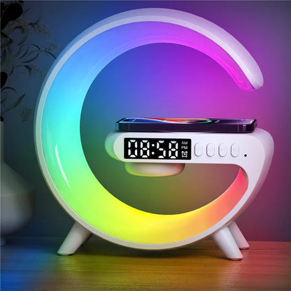 Wireless Charger Pad Stand With RGB Night Light Alarm Clock - Smarsty