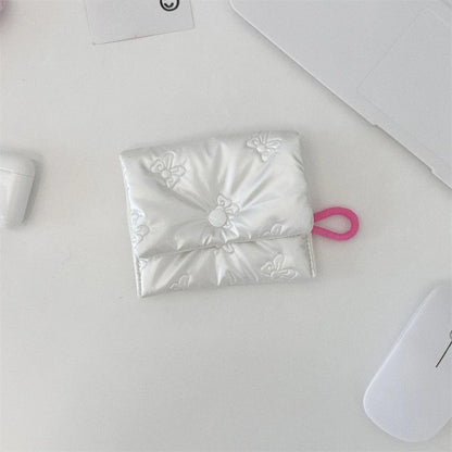 Silver Bow Pattern Coin Purse Women Wallet Zipper Pouch - Smarsty