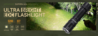 Sofirn SC33 XHP70.3 HI LED Flashlight Tactical 5200lm Powerful 21700 USB C Rechargeable Torch with Tail E-switch Outdoor Light by Smarsty