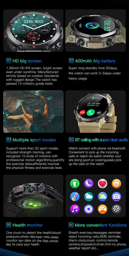 HD Bluetooth Call Smart Watch for Men Fitness Tracker - Smarsty