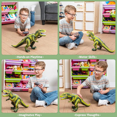 Joyfy Remote Control Walking Dinosaur Big T rex Dinosaur Robot Toy with Light Sound Electric Animal for Kids Best Birthday Gift