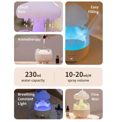 Mushroom Rain Humidifier and Aroma Diffuser with Colorful Night Lights - Smarsty