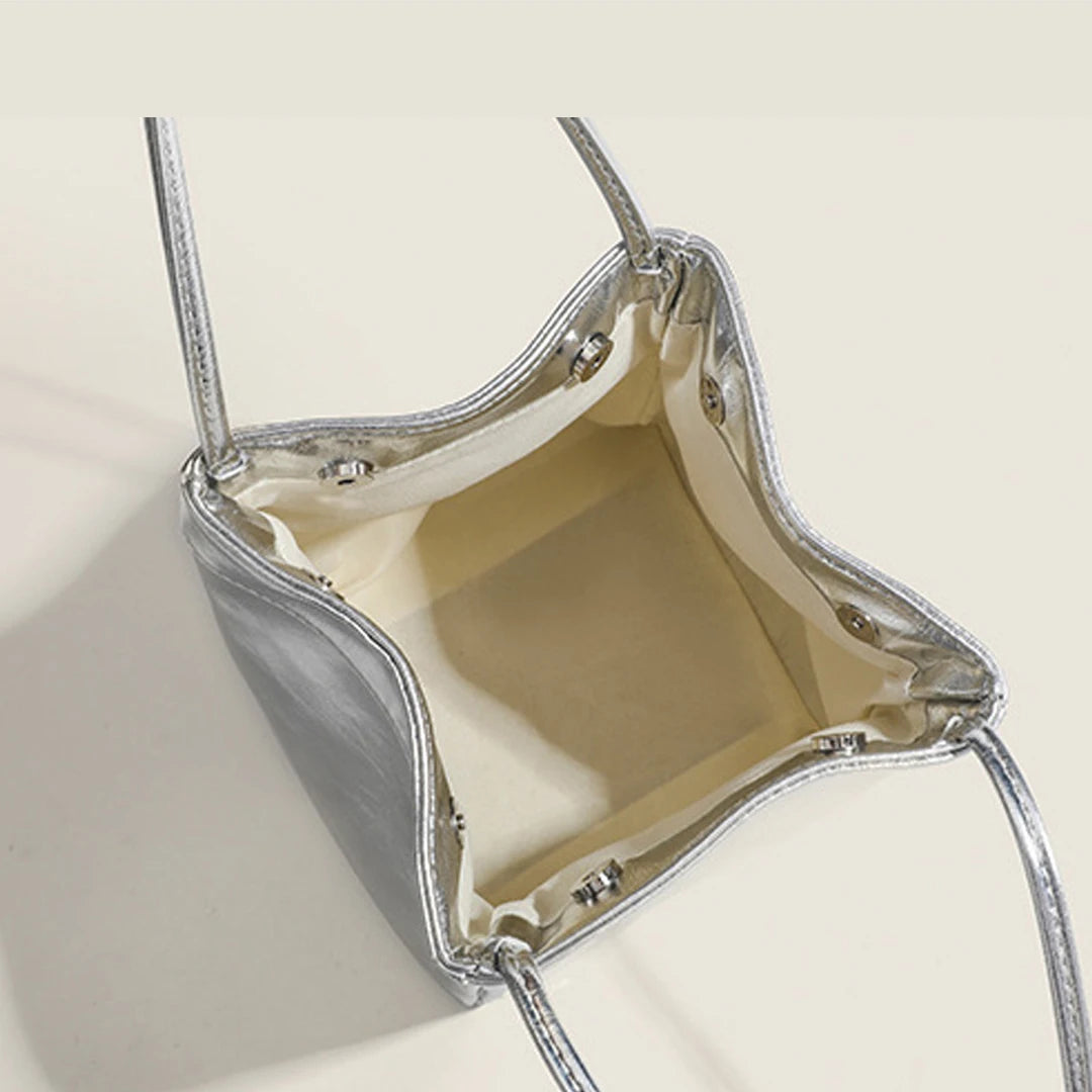 Bucket Bag For Women Silvery Pu Lunch Box Versatile Chic - Smarsty