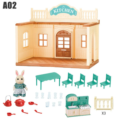 1/12 Dollhouse Furniture Family House Villa Simulate Forest Rabbit Animal Family Miniature Scene Toy Display Furniture Toy Gift by Smarsty