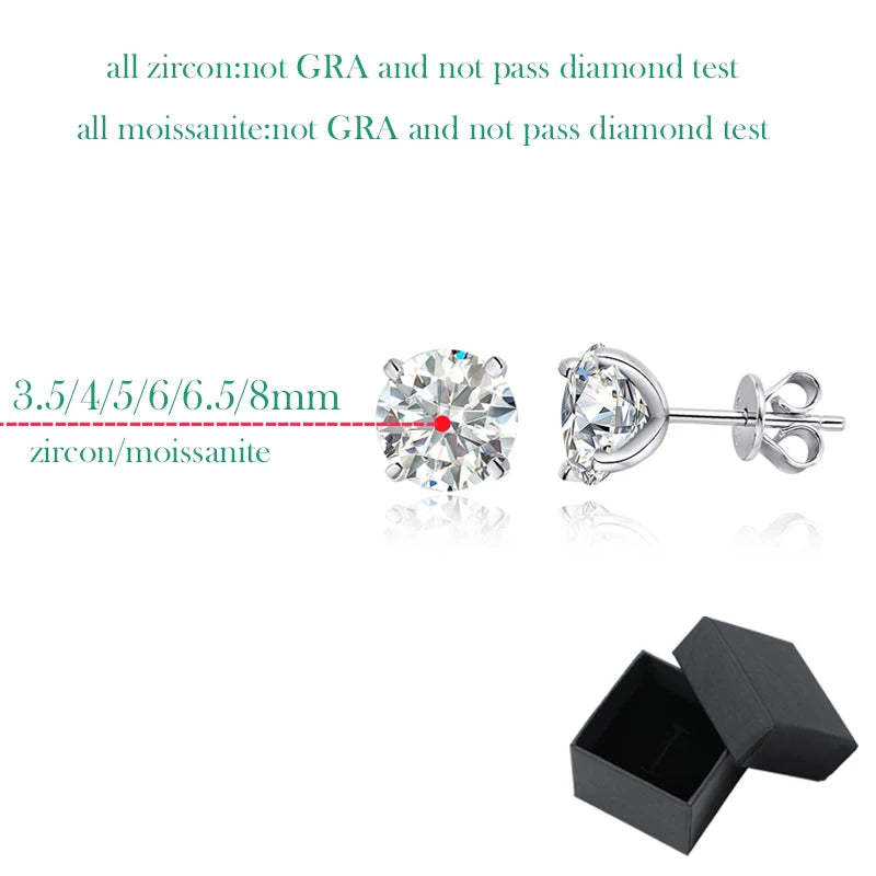 GRA Certified Moissanite Stud Earrings Sterling Silver - Smarsty