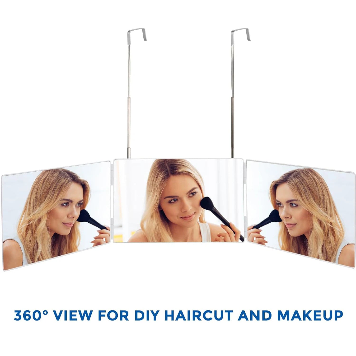 Trifold Shaving Mirror with Adjustable Hooks for Easy Use - Smarsty
