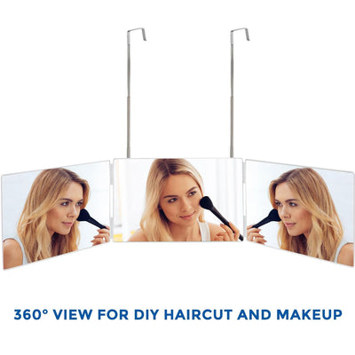 Trifold Shaving Mirror with Adjustable Hooks for Easy Use - Smarsty