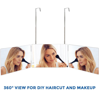 Trifold Shaving Mirror with Adjustable Hooks for Easy Use - Smarsty