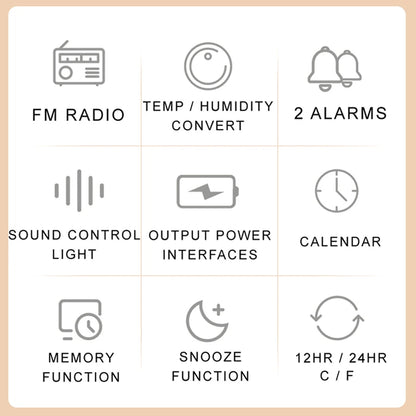 Modern FM Radio LED Alarm Clock with Temperature Display - Smarsty