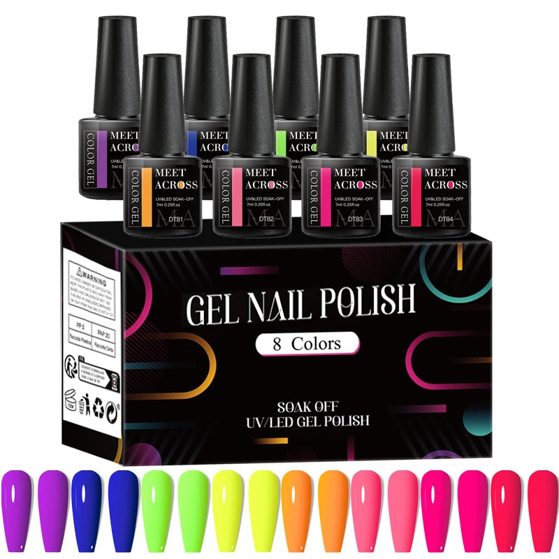 Fluorescent Gel Nail Polish Set for Long-Lasting Manicure - Smarsty