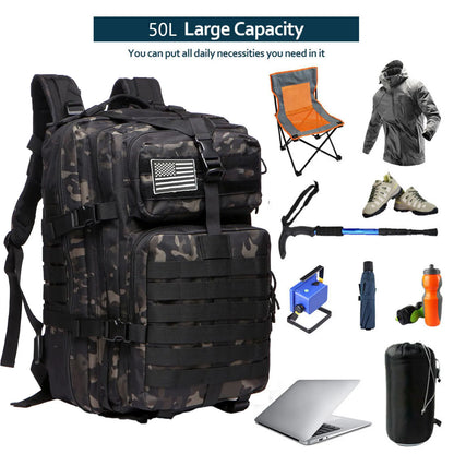 25L/50L Sturdy Nylon Waterproof Tactical Sports Trekking Fishing Hunting Camping Hiking Bag Backpack Outdoor Rucksacks - Smarsty