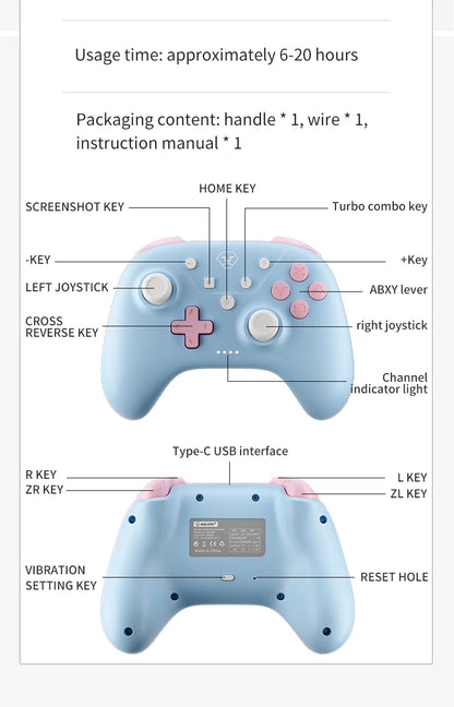 AOLION Bluetooth Controller for Switch PC iOS Android Turbo Function - Smarsty