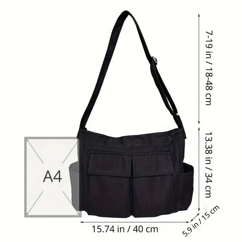 Retro Canvas Workwear Shoulder Bag Large Capacity Messenger - Smarsty