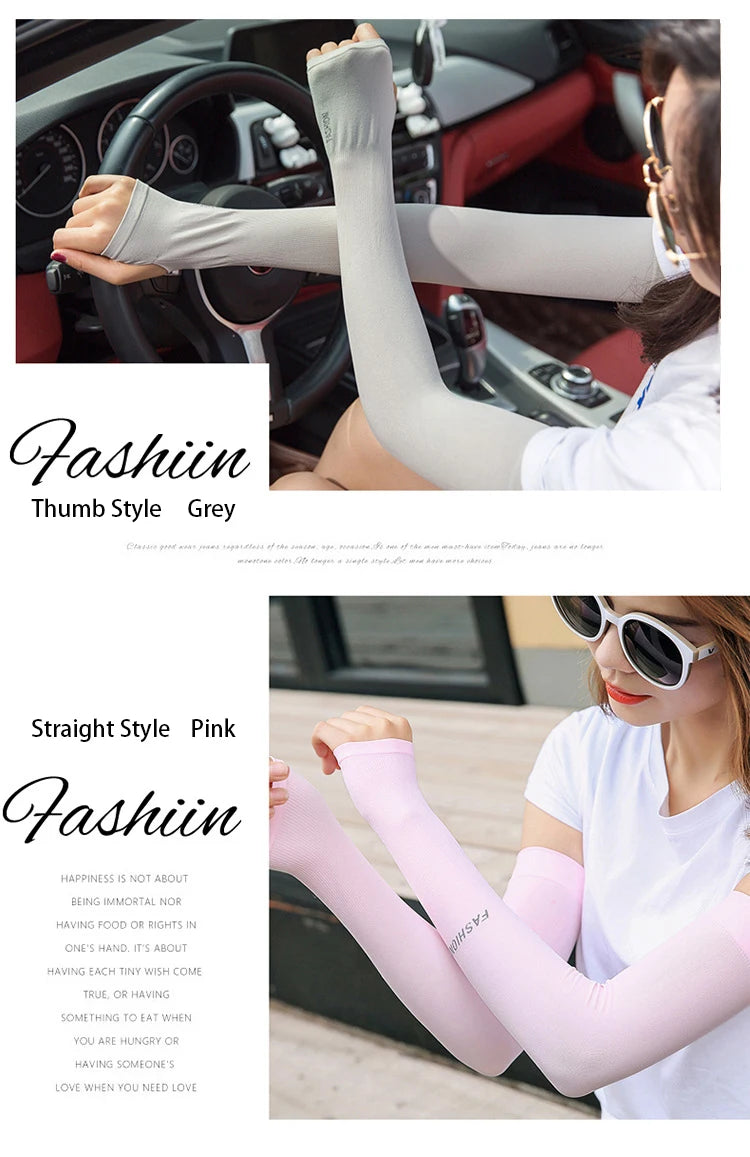 Anti UV Arm Covers Fingerless Gloves Cooling Elastic Sleeves - Smarsty