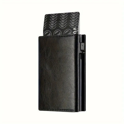 Men's Wallet with Zipper Coin Purse Automatic Pop-up Metal Credit Card Holder Minimalist RFID Blocking Business Card Wallet Idea - Smarsty