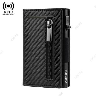 Magnetic Credit Card Holder Luxury Men Wallet Rfid Blocking Pop Up Minimalist Wallet Leather Bank Cardholder Case Vallet for Men - Smarsty