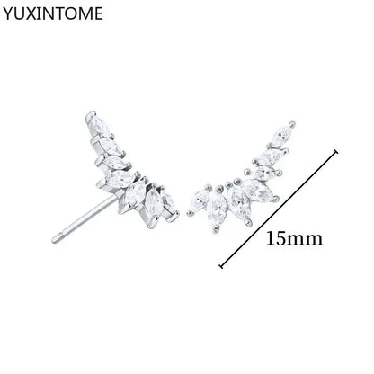 925 Sterling Silver Hoop Earrings White Crystal Luxury - Smarsty