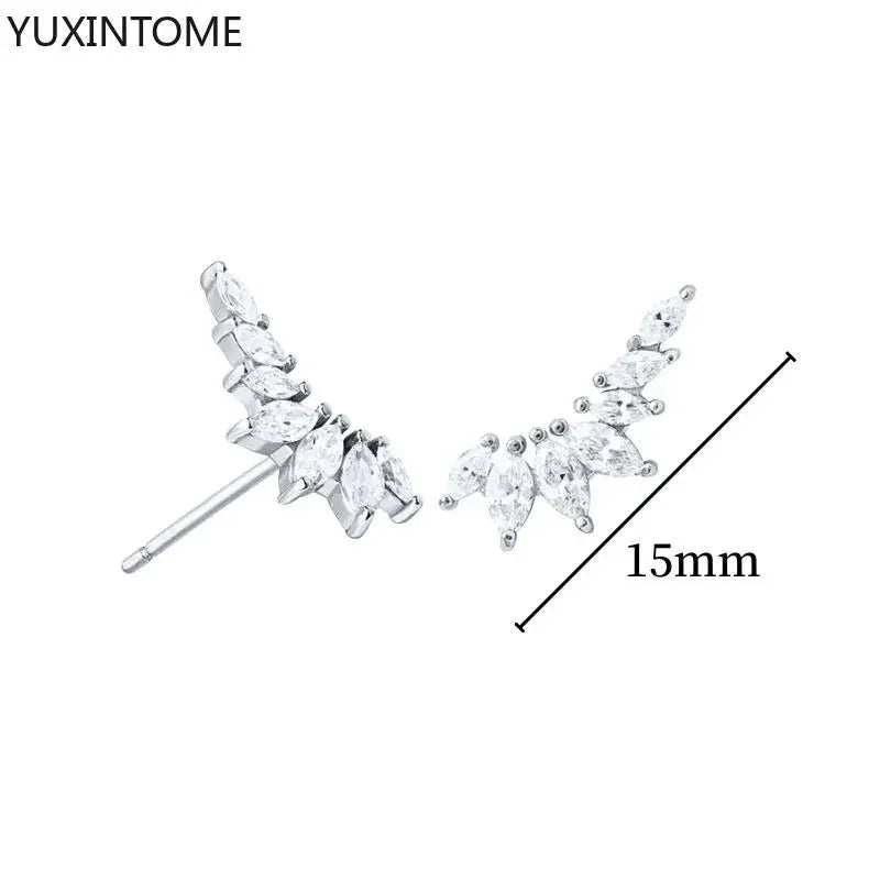 925 Sterling Silver Hoop Earrings White Crystal Luxury - Smarsty