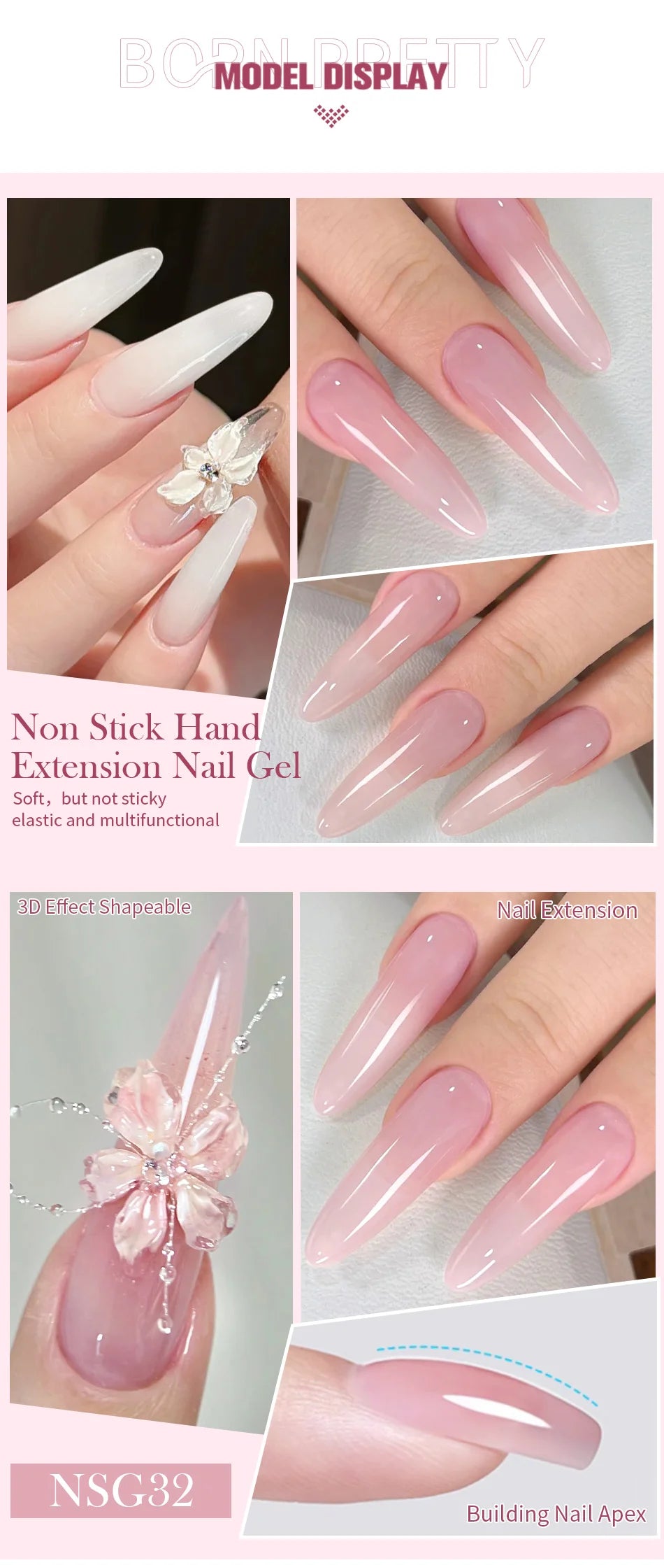 Born Pretty Clear Non Stick Nail Extension Gel - Smarsty