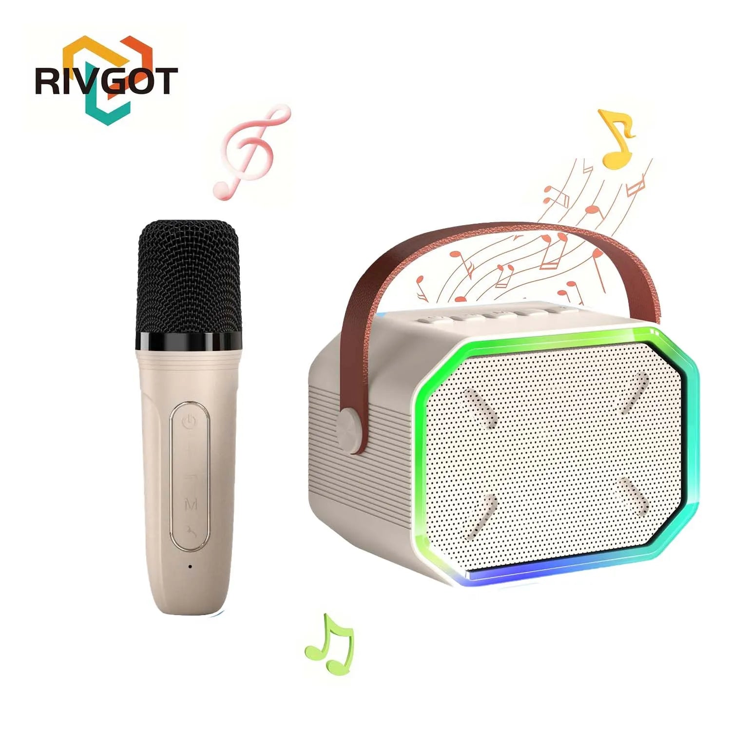 Mini Karaoke Machine for Kids Portable Karaoke Machine Bluetooth Wireless Microphones LDE Light Toys Gifts for Girls Boys - Smarsty