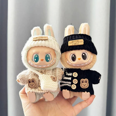 For 15-17 cm v1v2 Labubu Clothes outfit Labubu Sitting Party Bear Label Scarf Hat Bag Dolls Accessories Cute Decoration by Smarsty