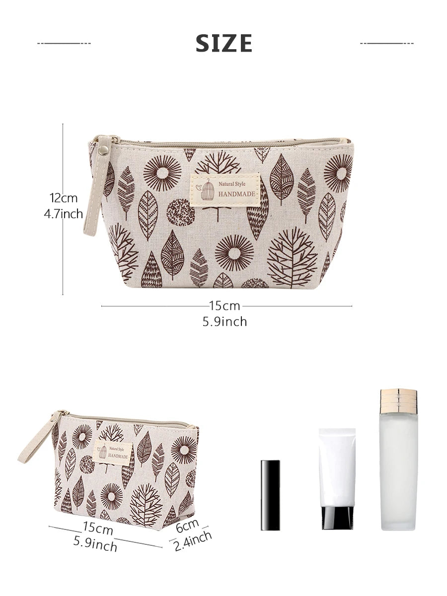 Canvas Cosmetic Bag Zipper Case With Card Holder For Travel - Smarsty