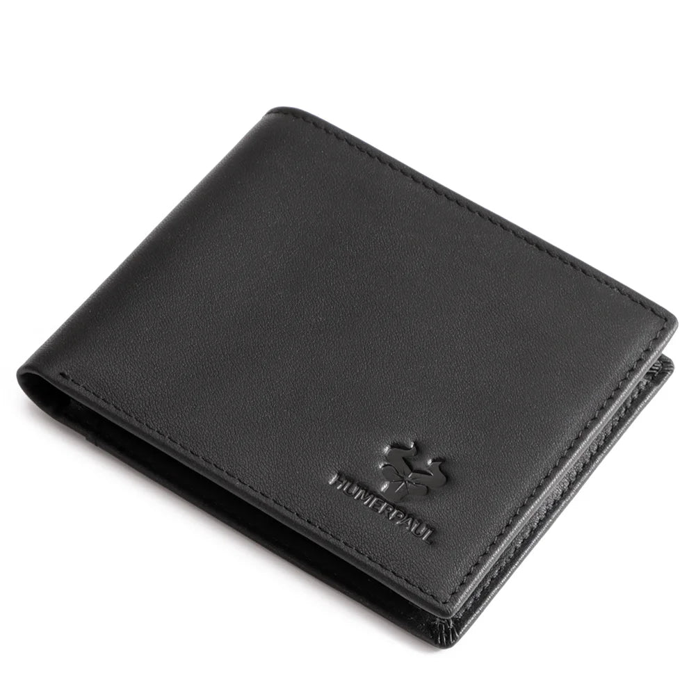 KAVIS Handmade Men's Wallet Genuine Leather RFID Card Holder with ID Window Large Capacity Male Storage Money Bag Fashion