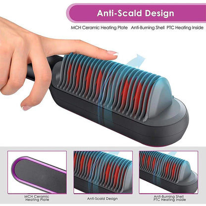 Electric Hair Straightener Brush Fast Heating Ceramic Design - Smarsty