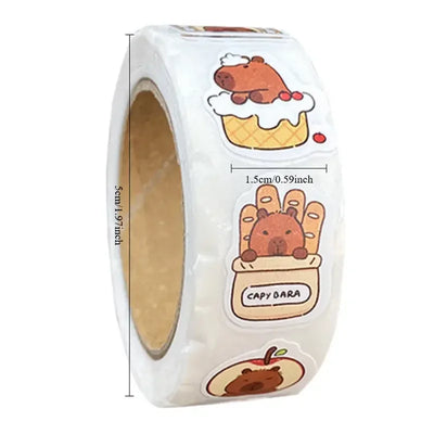 500 stickers capybara roll stickers high value cute cartoon decorative stickers sealing stickers - Smarsty