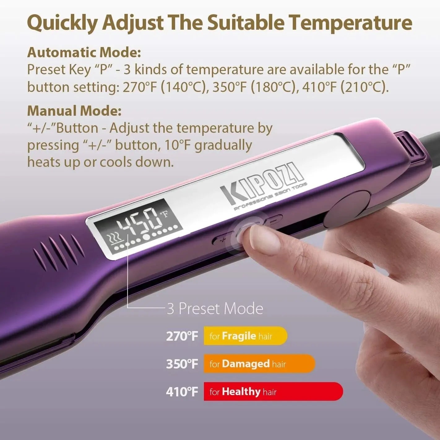 KIPOZI Professional Titanium Flat Iron with LCD Display - Smarsty